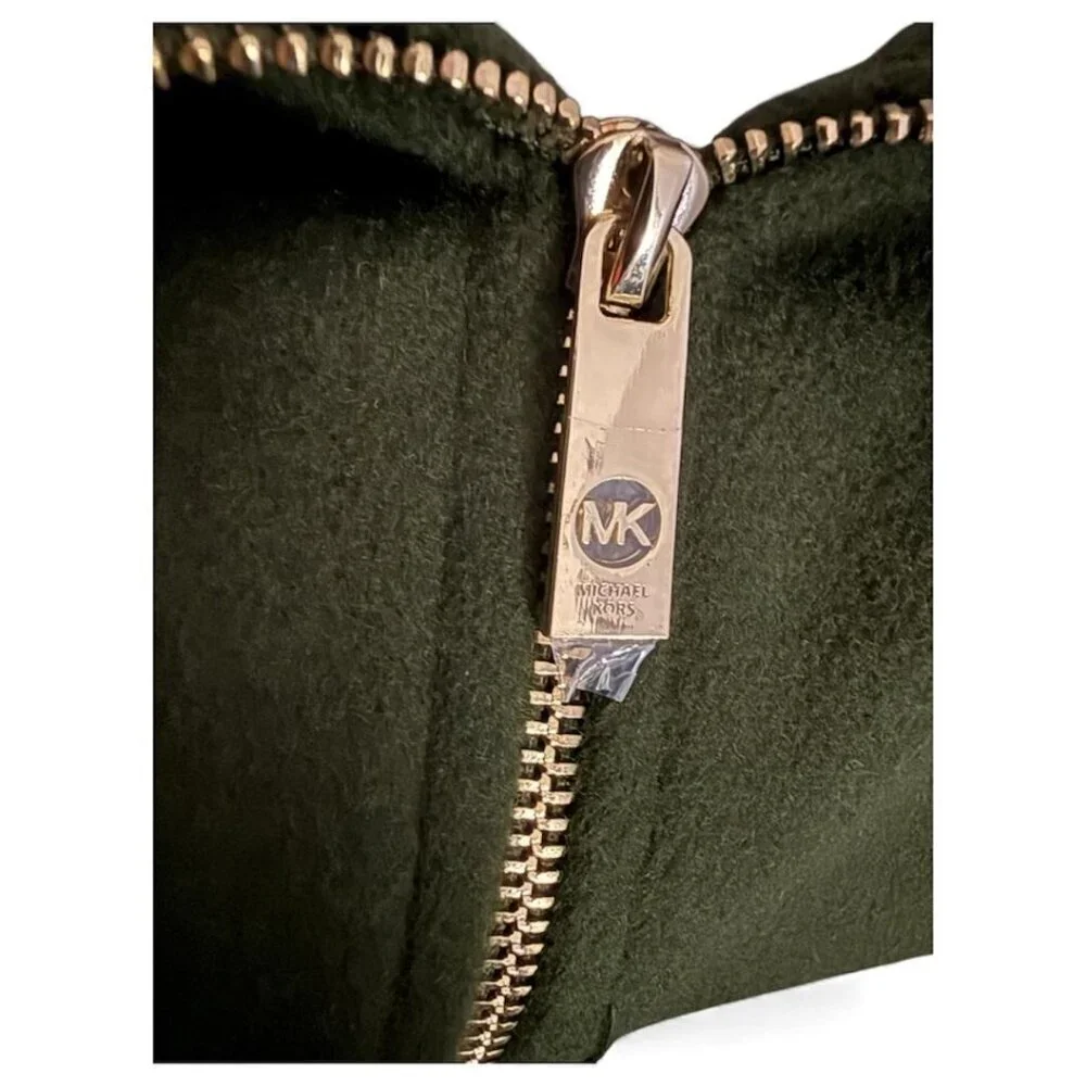 Michael Kors Womens Green Wool Blend Full Zip Belt Mid Length Pea Coat Sz XL New